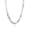 Rhodium Plated 925 Silver 2 Strand Mesh Black & Clear Marquis CZ Necklace - STP00580