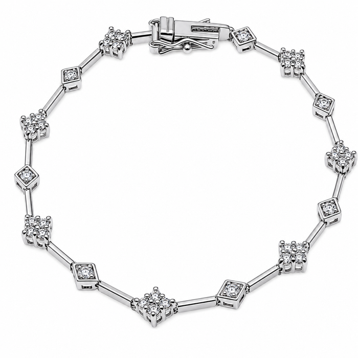 Rhodium Plated 925 Silver Clear Bridal Tennis CZ Bracelet - BGB00102