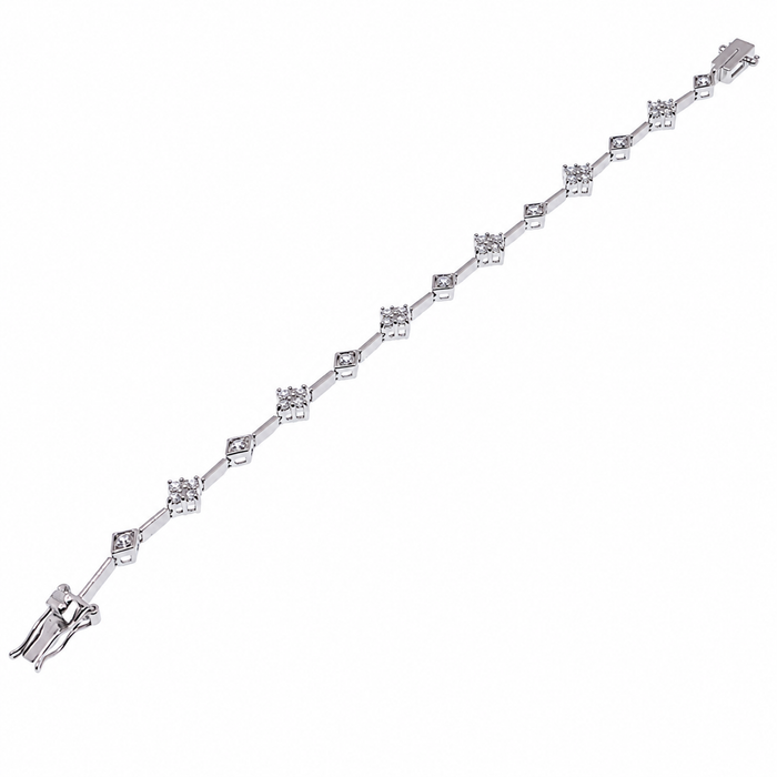 Rhodium Plated 925 Silver Clear Bridal Tennis CZ Bracelet - BGB00102
