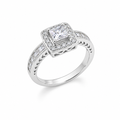 Rhodium Plated 925 Silver Clear Channel Set Princess Cut CZ Bridal Engagement Ring - BGR00463
