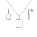 Silver 925 Rhodium Plated CZ Waved Rectangle Dangling Stud Earring and Necklace Set - STS00357 | Silver Palace Inc.