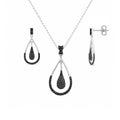 Rhodium Plated 925 Silver Open Teardrop Black or Clear CZ Dangling Set - STS00211 | Silver Palace Inc.