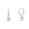 Silver 925 Rhodium Plated Round CZ Dangling Hoop Earrings - STE00580