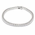 Rhodium Plated 925 Silver Square Clear CZ Bridal Tennis Bracelet - STB00094