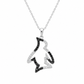 Rhodium Plated 925 Sterling Silver Black and White CZ Penguin Pendant Necklace - STP00968