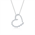 Rhodium Plated 925 Sterling Silver Clear CZ Ascending Heart Pendant Necklace - STP00665