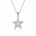 Rhodium Plated 925 Sterling Silver Clear CZ Star Pendant Necklace - STP00686