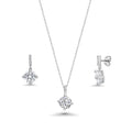 Silver 925 Rhodium Plated Clear Round CZ Dangling Stud Earring and Necklace Set - BGS00241 | Silver Palace Inc.