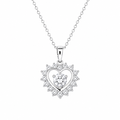 Rhodium Plated 925 Sterling Silver CZ Heart Pendant Necklace - BGP00465