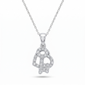 Rhodium Plated 925 Sterling Silver CZ Heart and Pendant Necklace - STP00010