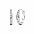 Rhodium Plated 925 Sterling Silver CZ Oval Hoop Earring - STE00076