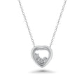 Rhodium Plated 925 Sterling Silver Floating CZ Heart Lcket Pendant Necklace - STP00059