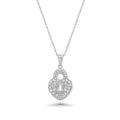 Rhodium Plated 925 Sterling Silver Key Hole Heart Lock Pendant Necklace - STP00112