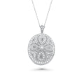 Rhodium Plated 925 Sterling Silver Ornate CZ Cross Locket Pendant Necklace - STP00121
