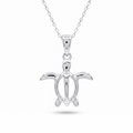 Rhodium Plated 925 Sterling Silver Plain Turtle Necklace - BGP00533