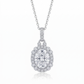 Rhodium Plated 925 Sterling Silver Round Micro Pave CZ Dangling Pendant - ACP00039