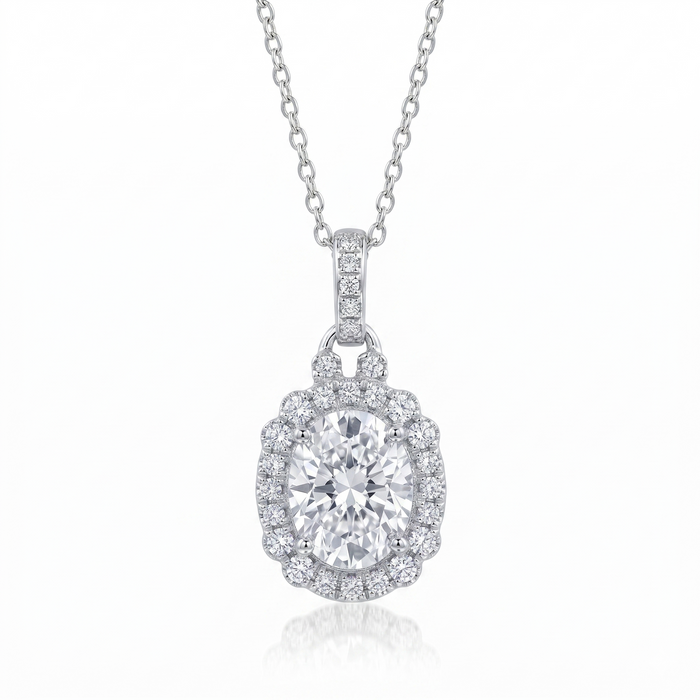 Rhodium Plated 925 Sterling Silver Round Micro Pave CZ Dangling Pendant - ACP00039