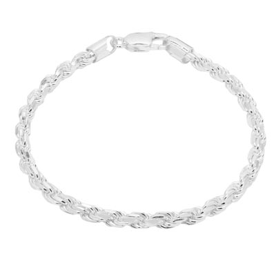 Rope Bracelet in Sterling Silver (8 inches and 4.4mm wide)
