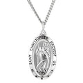 Saint Christopher Necklace in Sterling Silver with Stainless Steel Chain
