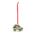 Santa in a Jeep Enamel Christmas Decoration
