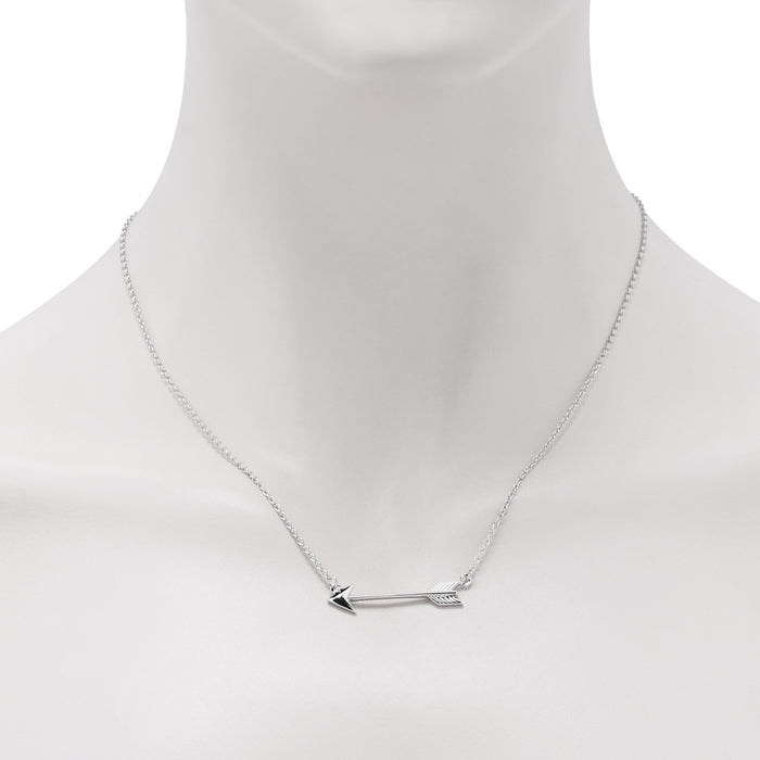 Sideway Arrow Necklace in Sterling Silver (18 inches)