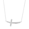 Sideways Cross Necklace in Sterling Silver with Diamonds (.03ct tw)