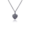 Silver 925 Black Rhodium Plated Heart CZ Necklace - BGP00371 | Silver Palace Inc.