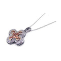 Silver 925 Clear and Champagne CZ Rhodium Plated Cross Pendant Necklace - BGP00121 | Silver Palace Inc.