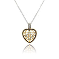 Silver 925 Clear CZ Gold Plated Heart Pendant Necklace - BGP00117 | Silver Palace Inc.