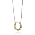 Silver 925 Clear CZ Gold Plated Horse Shoe Pendant Necklace - BGP00146 | Silver Palace Inc.