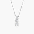 Silver 925 Clear CZ Rhodium Plated 3 Graduated CZ Pendant Necklace - BGP00076 | Silver Palace Inc.