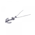 Silver 925 Clear CZ Rhodium Plated Anchor Pendant Necklace - BGP00110 | Silver Palace Inc.
