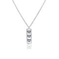 Silver 925 Clear CZ Rhodium Plated Bar Trio Hearts Pendant Necklace - STP00411 | Silver Palace Inc.