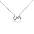 Silver 925 Clear CZ Rhodium Plated Bowtie Pendant Necklace - STP00170 | Silver Palace Inc.