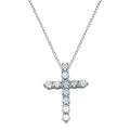 Silver 925 Clear CZ Rhodium Plated Classic Cross Pendant Necklace - STP00097 | Silver Palace Inc.