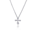 Silver 925 Clear CZ Rhodium Plated Cross Pendant Necklace - STP00096 | Silver Palace Inc.