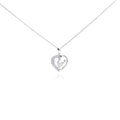 Silver 925 Clear CZ Rhodium Plated Heart Love Accent Pendant Necklace - STP00115 | Silver Palace Inc.