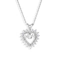 Silver 925 Clear CZ Rhodium Plated Mom Heart Pendant Necklace - STP00054