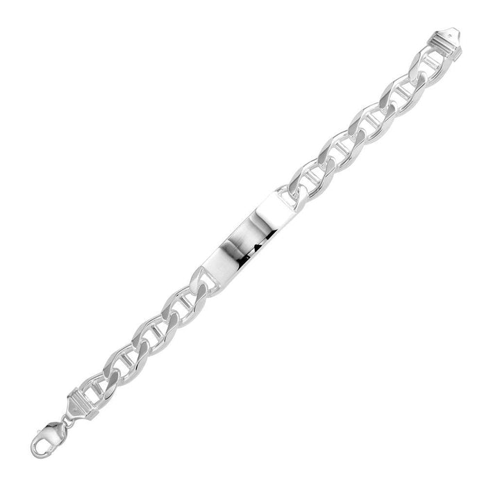 Silver 925 Engravable ID Flat Marina 350 Bracelet 13.5mm - ID-FM350 | Silver Palace Inc.