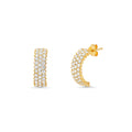 Silver 925 Gold Plated Clear CZ Semi-huggie hoop Earrings - STE00662