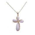 Silver 925 Gold Plated Ivory Cross CZ Necklace - BGP00259 | Silver Palace Inc.