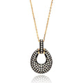 Silver 925 Gold Plated Open Teardrop Black and Clear CZ Necklace - BGP00638 | Silver Palace Inc.