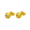 Silver 925 Gold Rhodium Plated Round Disco Ball CZ Stud Earrings - BGE00265