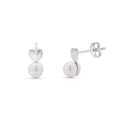 Silver 925 Heart Rhodium Plated Synthetic Pearl Stud Earrings - STE00755
