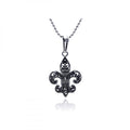 Silver 925 Oxidized fLeur De Lis Pendant - OXP00023 | Silver Palace Inc.