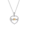 Silver 925 Rhodium and Gold Plated CZ Heart Mom Pendant Necklace - STP00504
