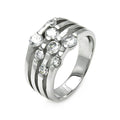 Silver 925 Rhodium Plated 4 Row CZ Ring - STR00117 | Silver Palace Inc.