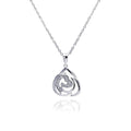 Silver 925 Rhodium Plated Abstract Design Heart CZ Necklace - BGP00309 | Silver Palace Inc.