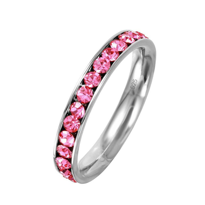 Silver 925 Rhodium Plated Birthstone October Channel Eternity Band - ETRY-OCT | Silver Palace Inc.
