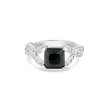 Silver 925 Rhodium Plated Black Square Center and Clear CZ Ring - BGR00032 | Silver Palace Inc.